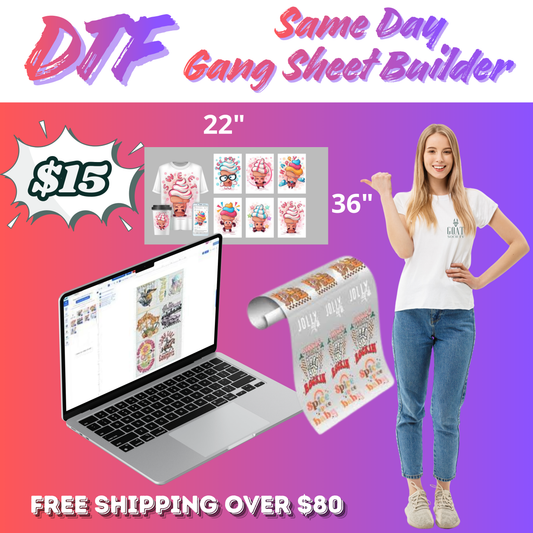 SAME DAY DTF GANG SHEET UPLOAD 22" X 36"