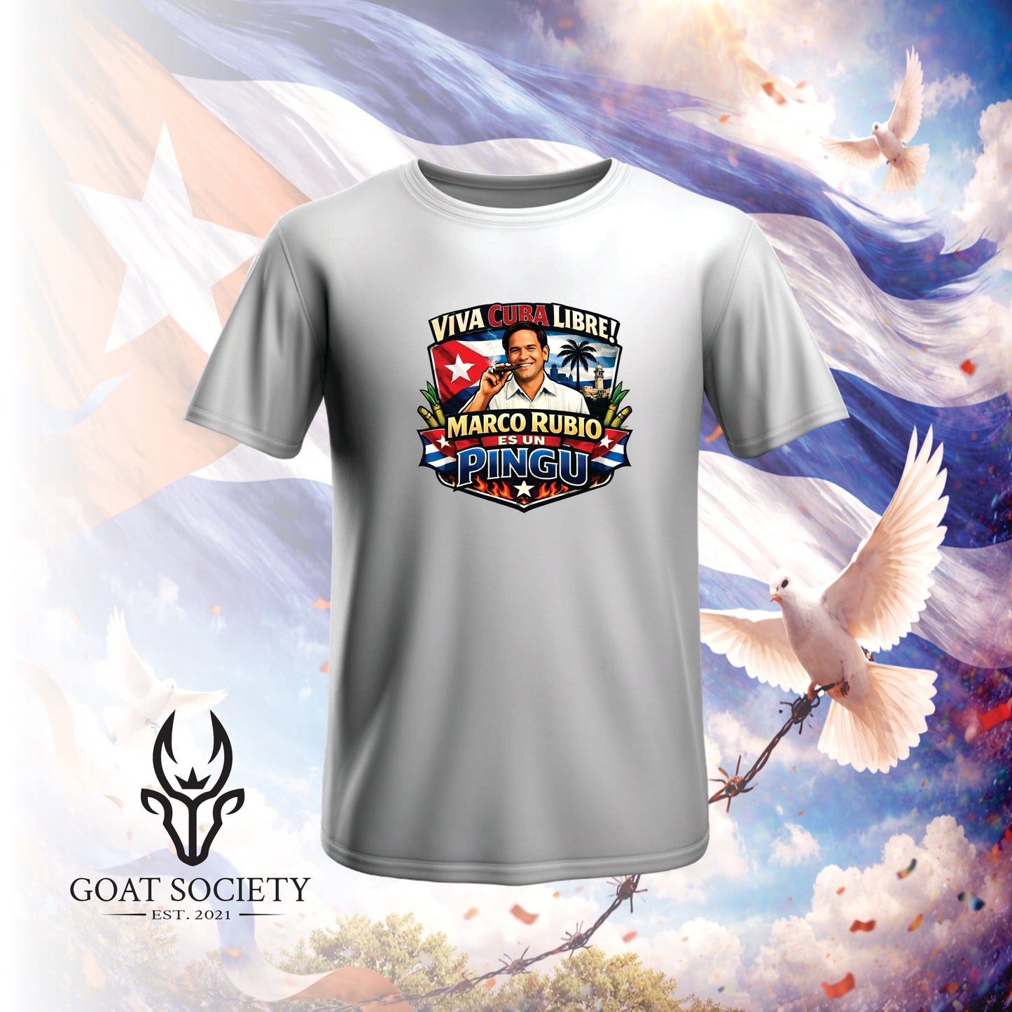 VIVA CUBA LIBRE – MARCO RUBIO ES UN PINGU | Camiseta Patriótica