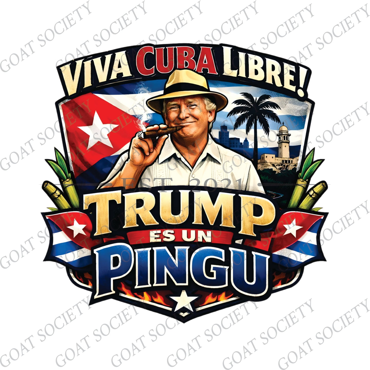 Tshirt VIVA CUBA LIBRE – TRUMP ES UN PINGU | Camiseta Patriótica